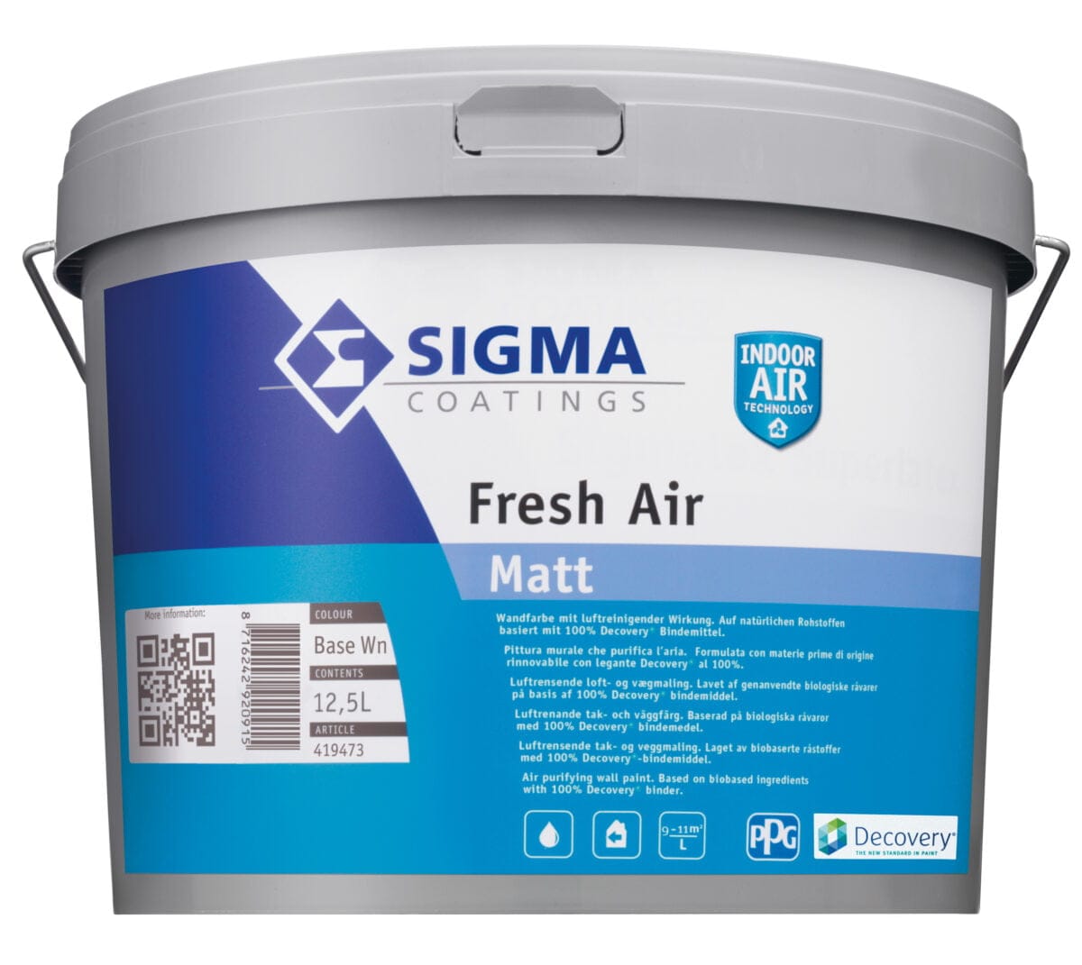 ΠΛΑΣΤΙΚΟ ΧΡΩΜΑ SIGMA Fresh Air 12,5 LIT! Τής μεγαλύτερης εταιρείας στό κόσμο PPG ΧΡΩΜΑΤΑ