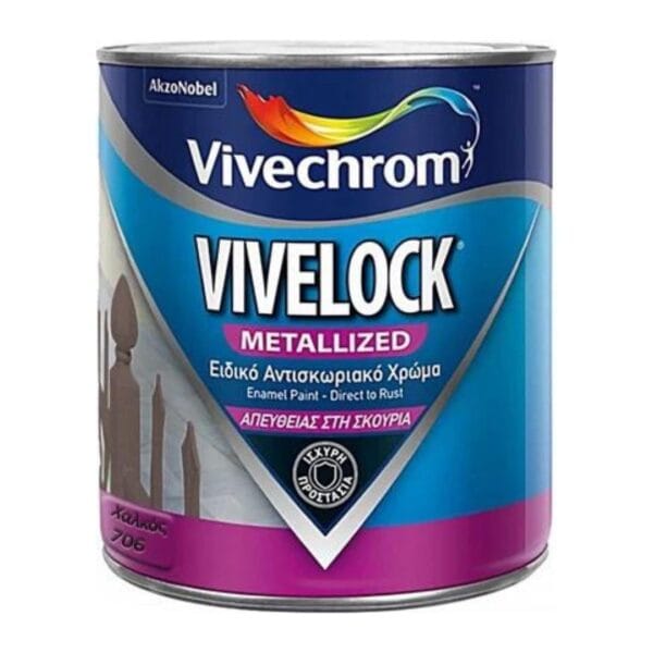 VIVECHROM VIVELOCK METALLIZED ΜΕΤΑΛΛΙΖΕ ΑΝΤΙΣΚΩΡΙΑΚΟ ΧΡΩΜΑ ΑΠΕΥΘΕΙΑΣ ΣΤΗ ΣΚΟΥΡΙΑ 750ML COLORS