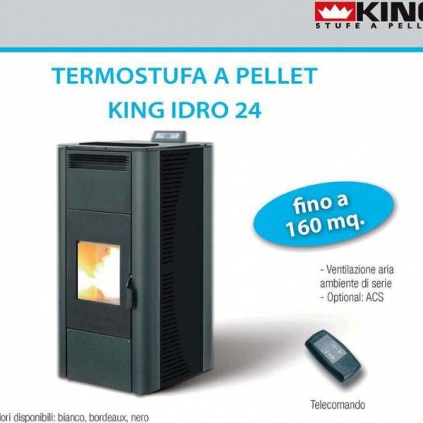 KING IDRO 28kw Σόμπα Pellet Σύνδεση με Καλοριφέρ απόδοση 95.79% Ιταλίας 190m² HEATING - COOLING